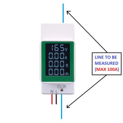 4-IN-1 DIN RAIL Electricity Power Meter 220V 100A Built-in Internal CT